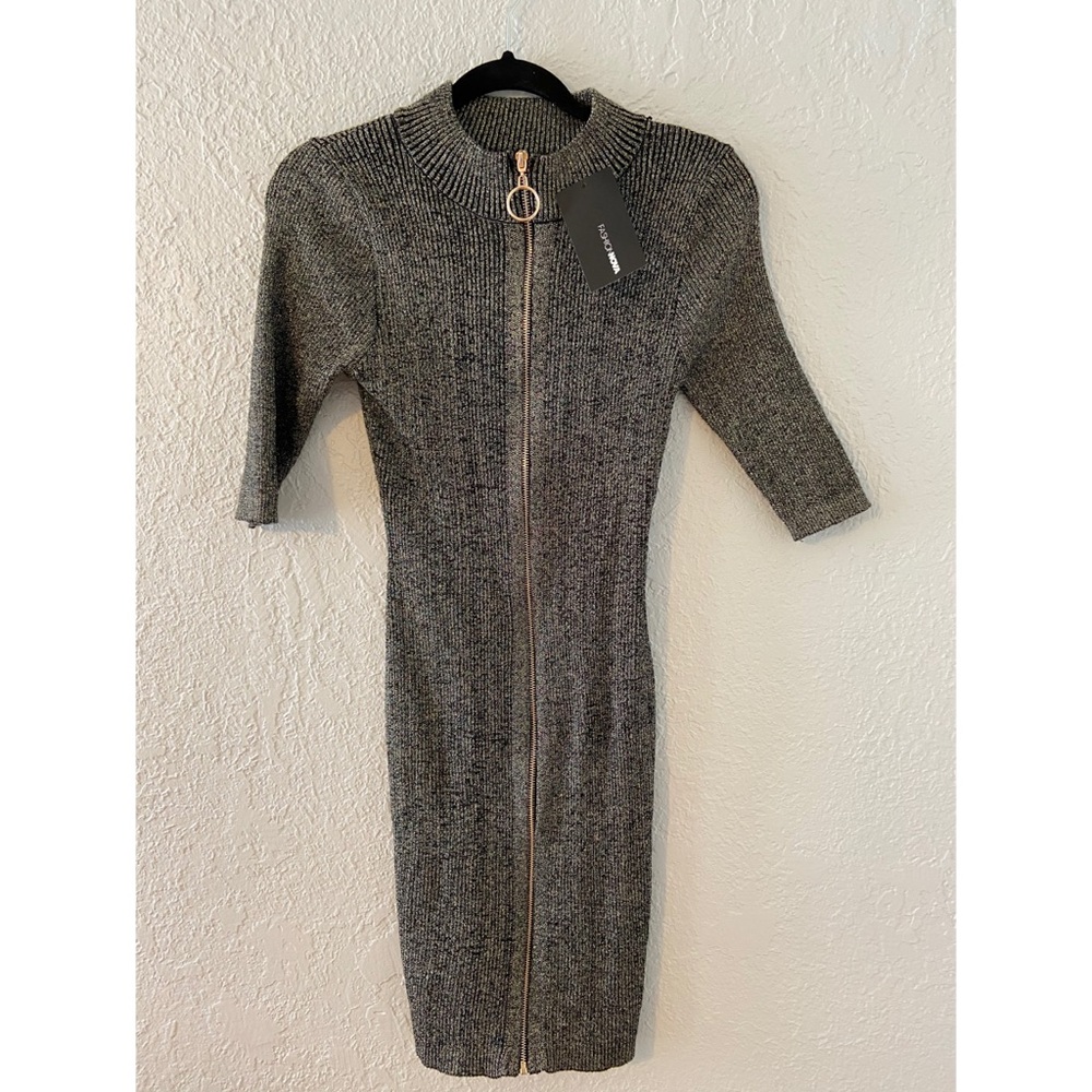 Grey sweater dress with Zipper